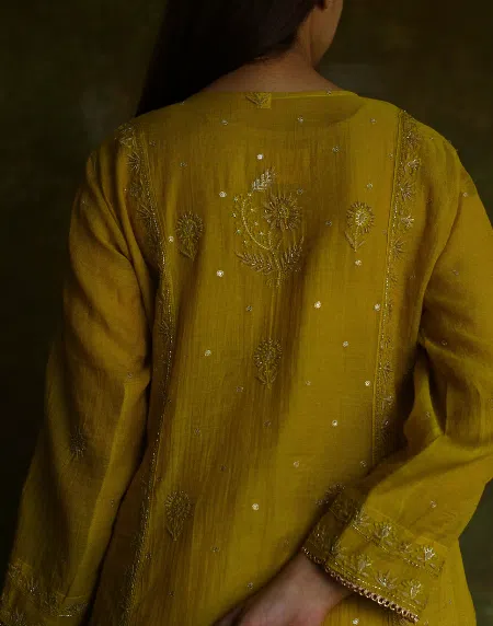 Tissue Silk Chikankari Bhopali Kurta Set