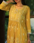 Tissue Silk Chikankari Bhopali Kurta Set