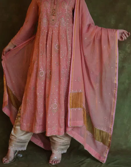 Tissue Silk Chikankari Bhopali