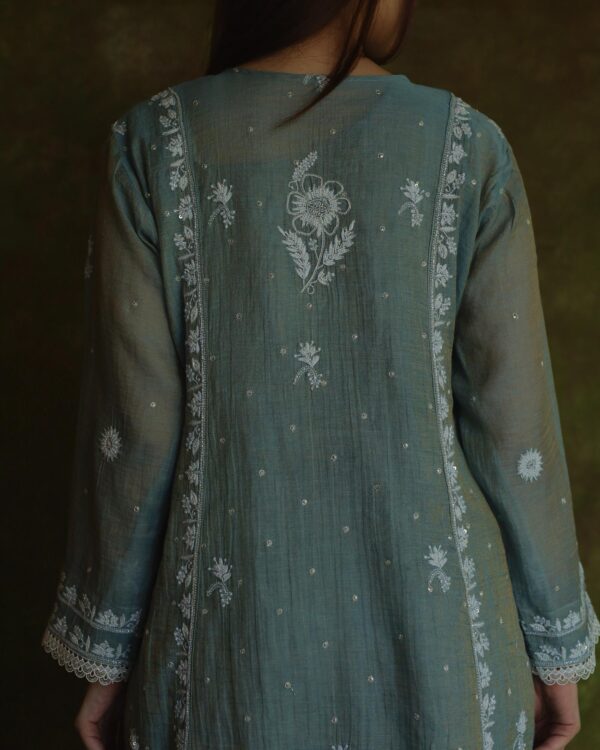 Tissue Silk Chikankari Bhopali Kurta Set - Image 6