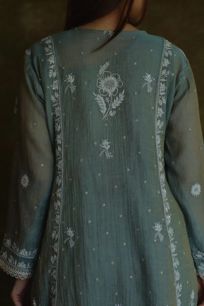 Tissue Silk Chikankari Bhopali Kurta Set