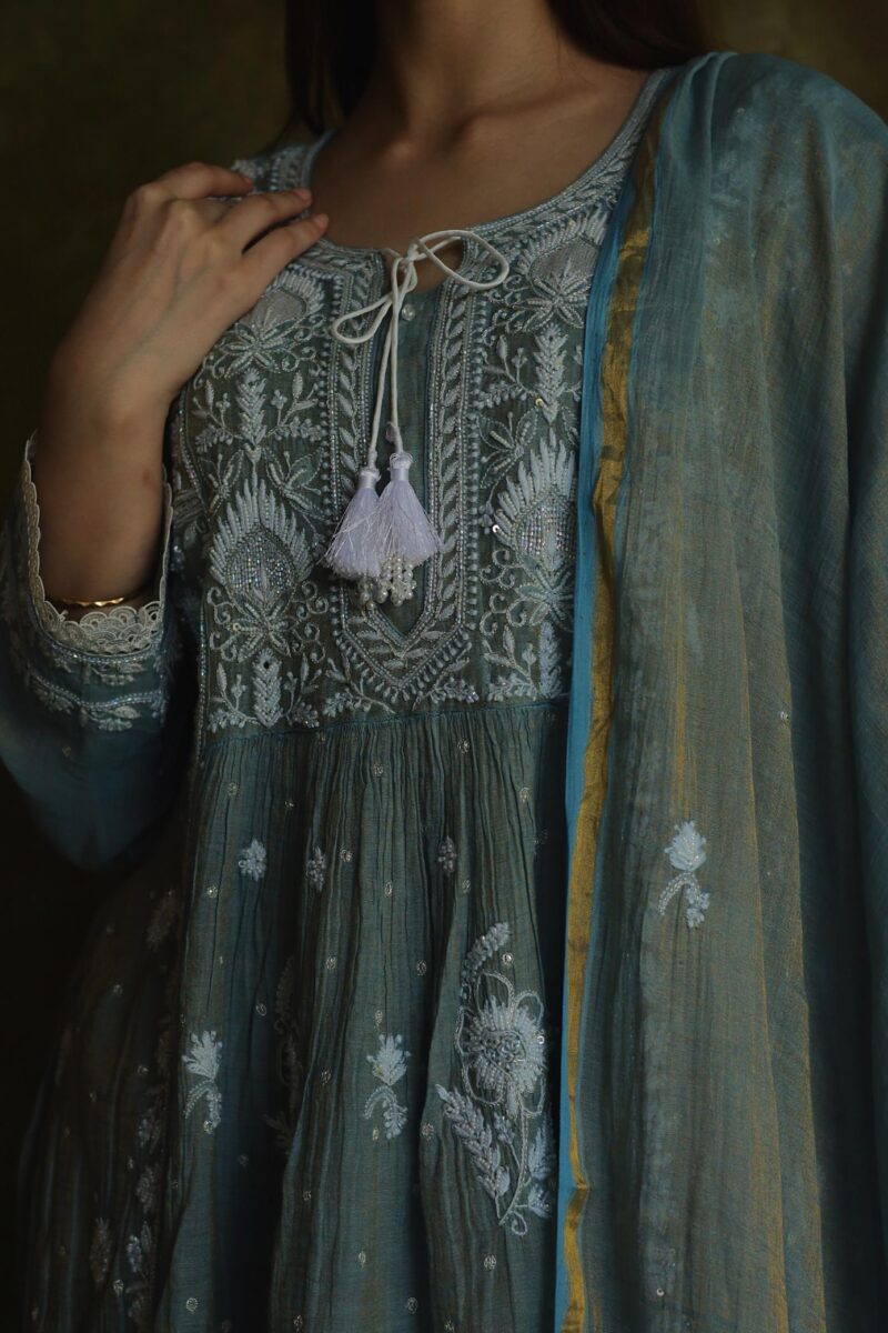 Tissue Silk Chikankari Bhopali