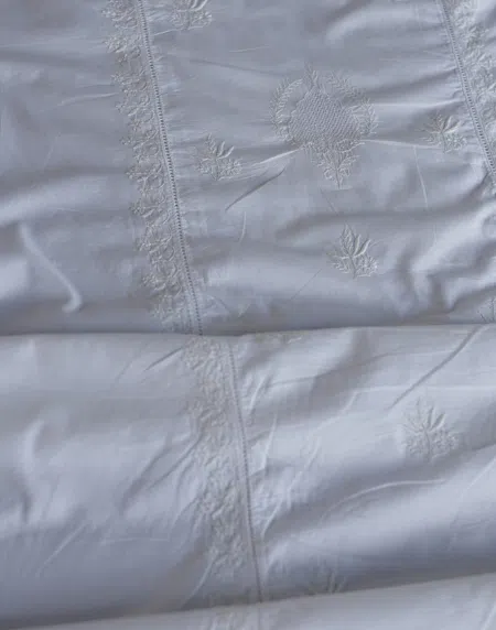 White Cotton Chikankari Semi-Stitched Kurta Dupatta Fabrics