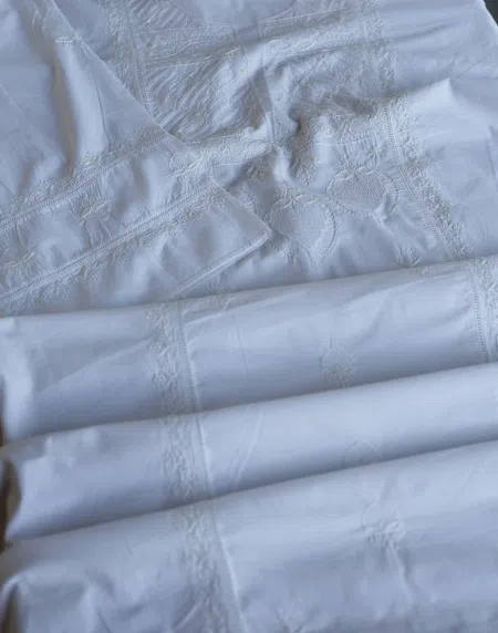 White Cotton Chikankari Semi-Stitched Kurta Dupatta Fabrics
