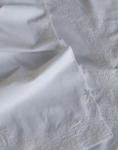 White Cotton Chikankari Semi-Stitched Kurta Dupatta Fabrics