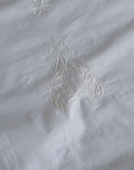 White Cotton Chikankari Semi-Stitched Kurta Dupatta Fabrics