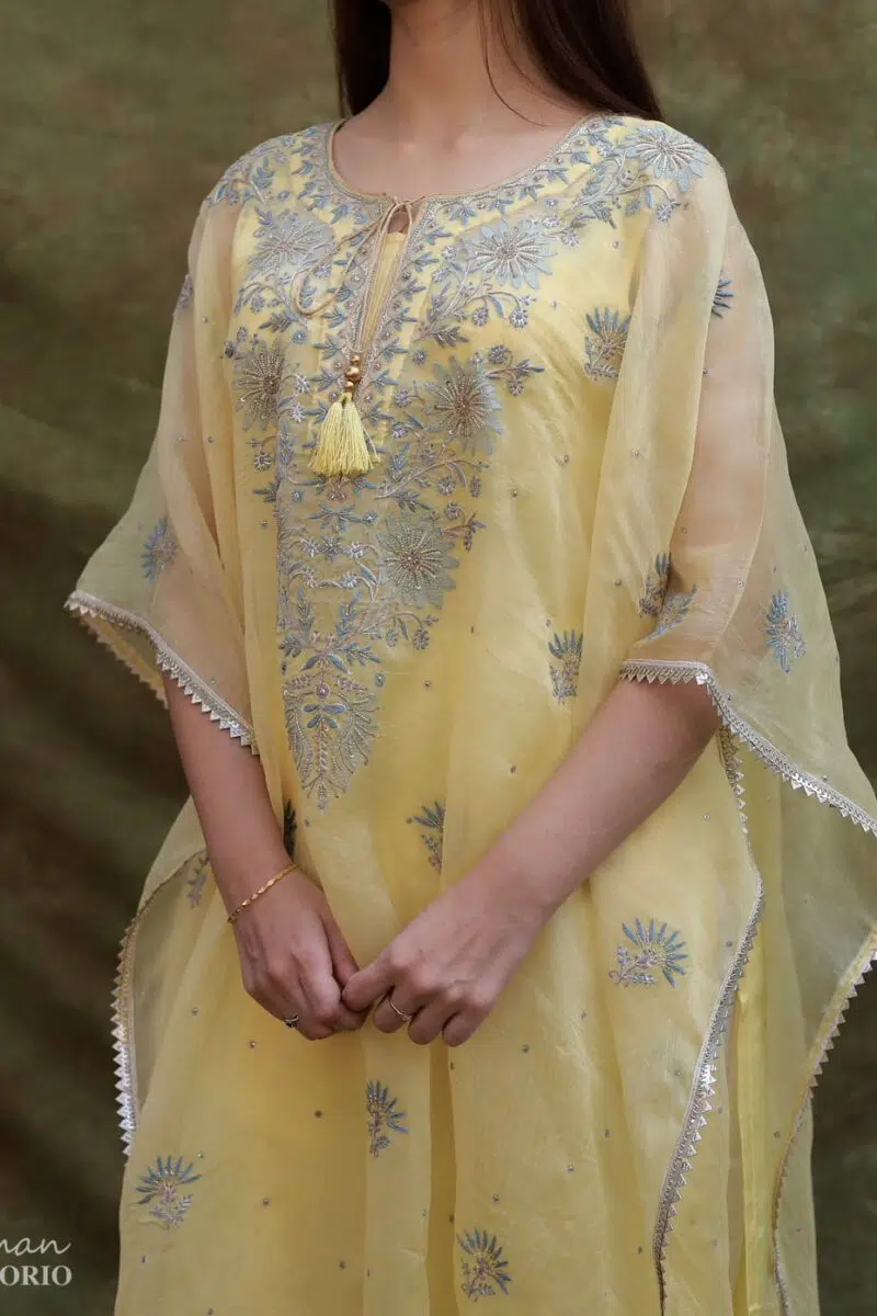 Yellow | Noor Organza Kaftan
