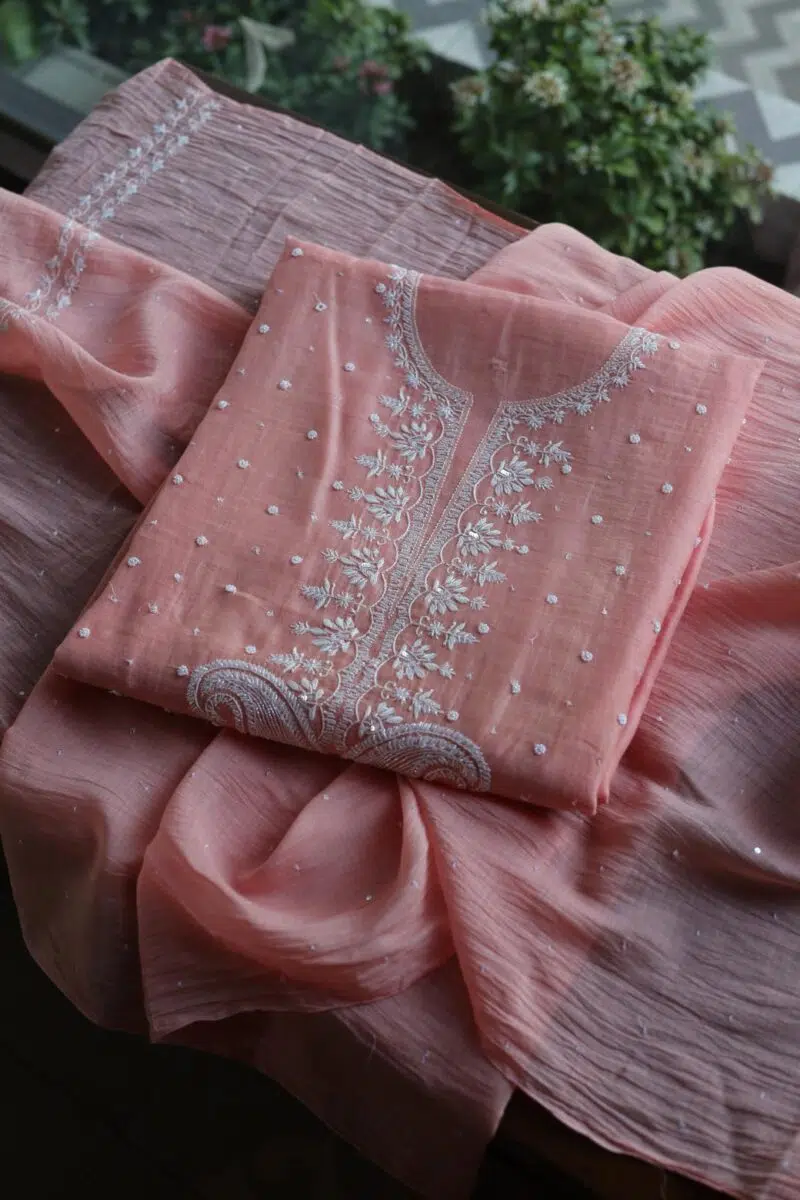 Zari Booti Chikankari Fabrics