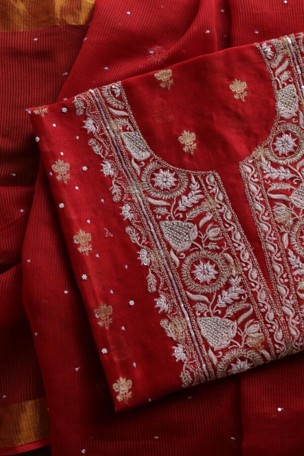 Zari Chanderi Chikankari Fabrics - Image 3