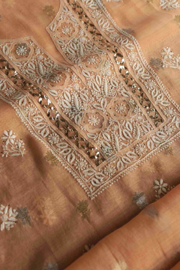 Malmal Zari Booti Chikankari Fabrics - Image 8