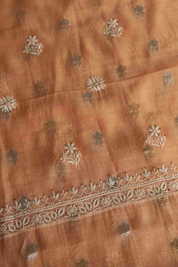 Malmal Zari Booti Chikankari Fabrics - Image 9