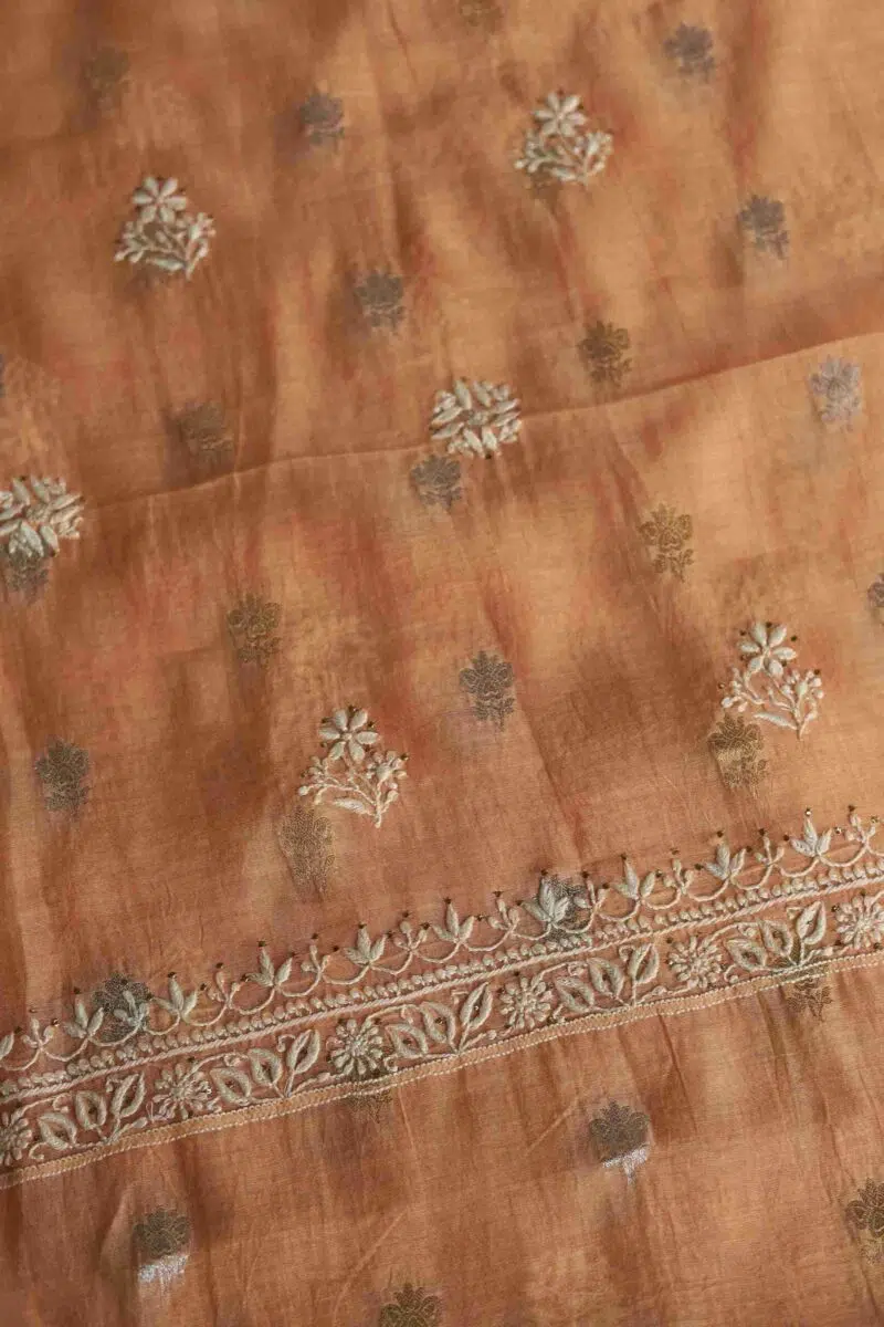 Malmal Zari Booti Chikankari Fabrics