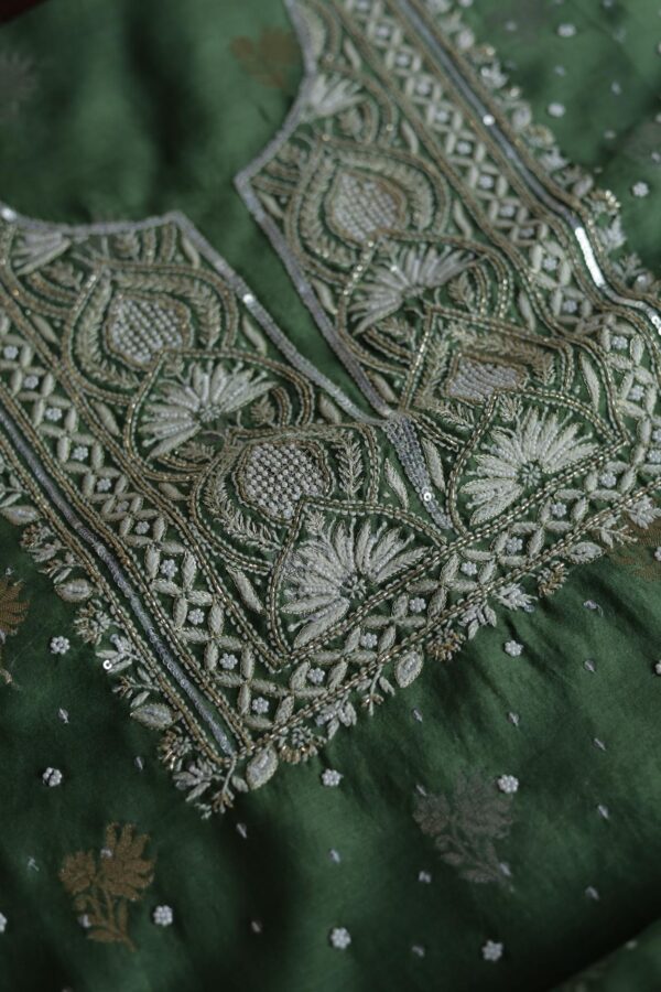 Banarasi Zari Chanderi Unstitched Chikankari Fabrics - Image 4