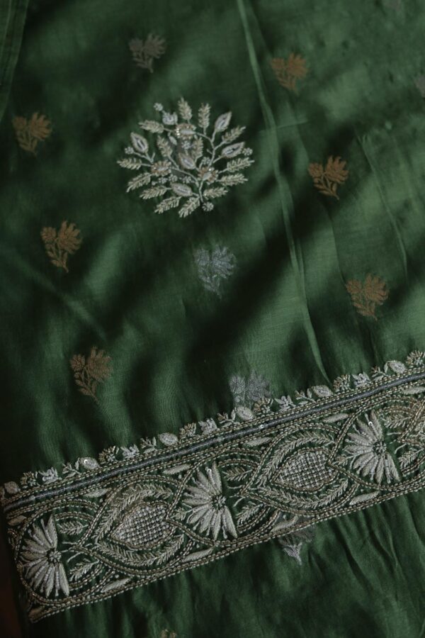 Banarasi Zari Chanderi Unstitched Chikankari Fabrics - Image 10