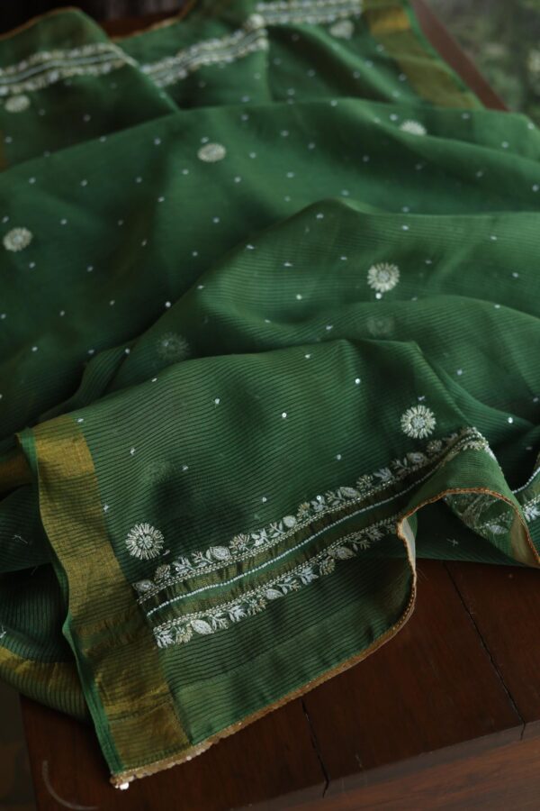 Banarasi Zari Chanderi Unstitched Chikankari Fabrics - Image 9