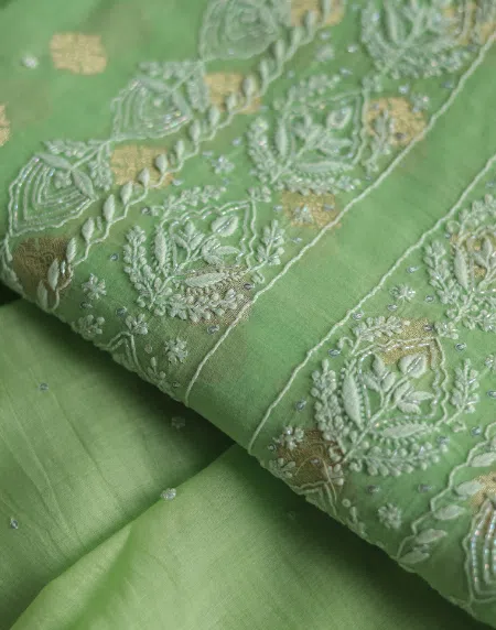 Zari Booti Chikankari Fabrics - Image 2