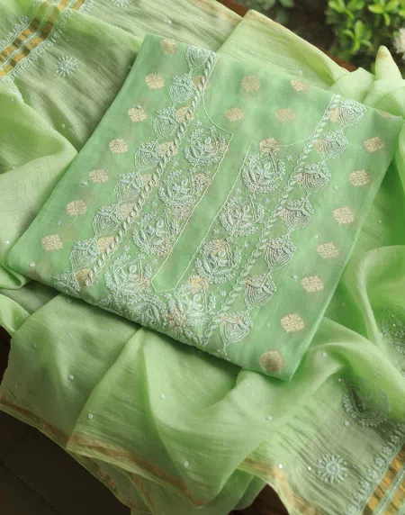 Zari Booti Chikankari Fabrics - Image 5