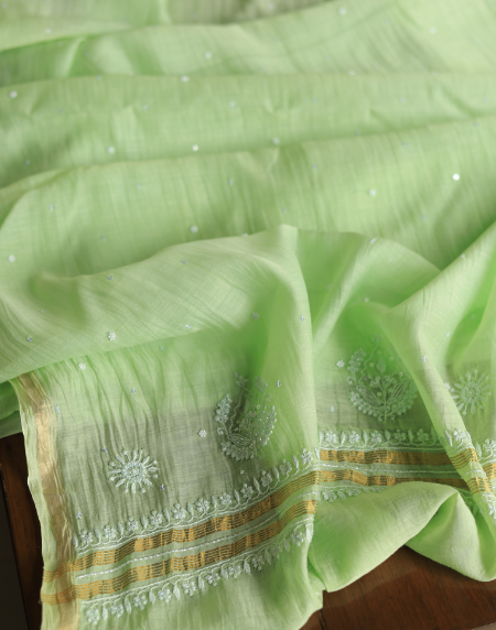 Zari Booti Chikankari Fabrics