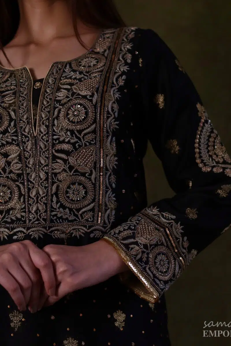 Zari Chanderi Chikankari Sharara Set