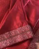 Noor Kamdani Crimson Red Border Chikankari Saree
