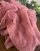 Organza Chikankari Applique Kurta Set  Cranberry shade
