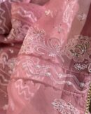 Organza Chikankari Applique Kurta Set  Cranberry shade