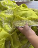 Mirror Work Tussar Kota Chikankari Kurta Set Fabric | Neon