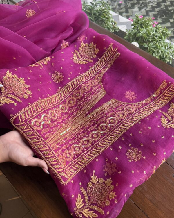 Magenta Pink | Noor Organza Silk Fabrics - Image 2