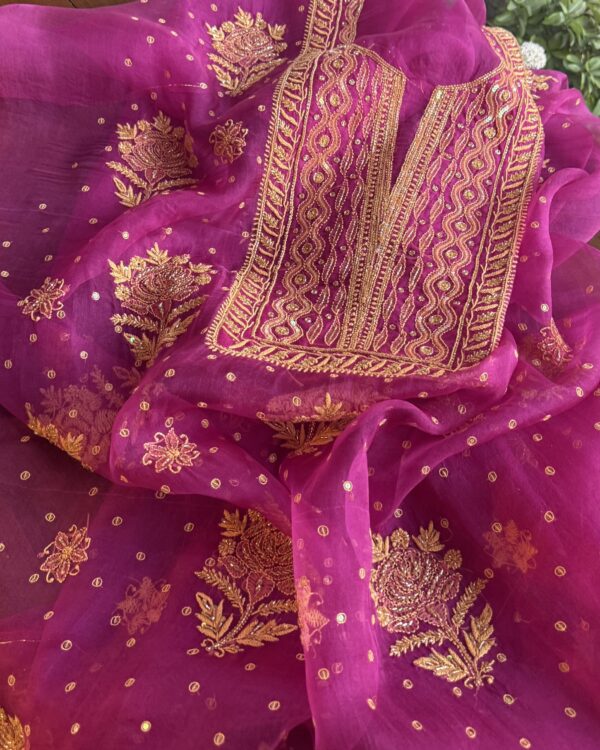 Magenta Pink | Noor Organza Silk Fabrics - Image 4