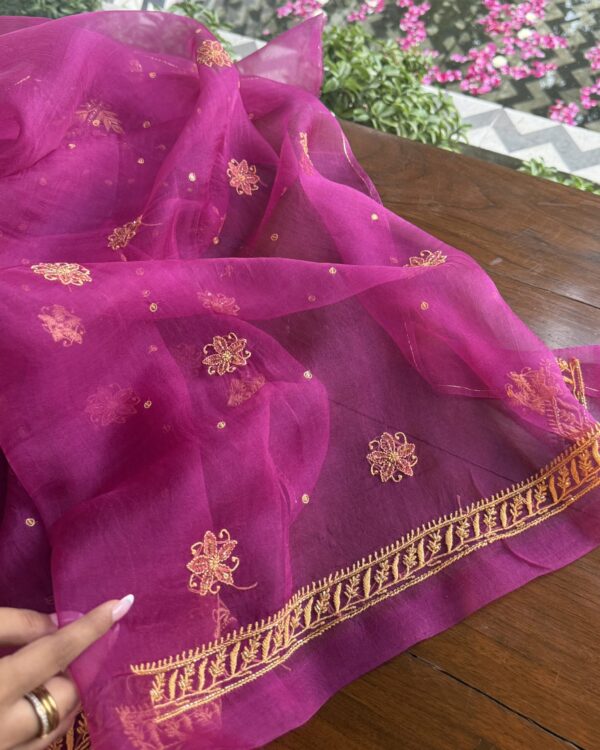 Magenta Pink | Noor Organza Silk Fabrics - Image 10