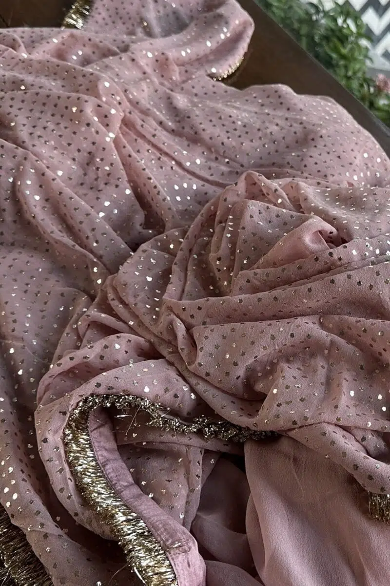 Georgette Mukaish Lakh Dana Saree
