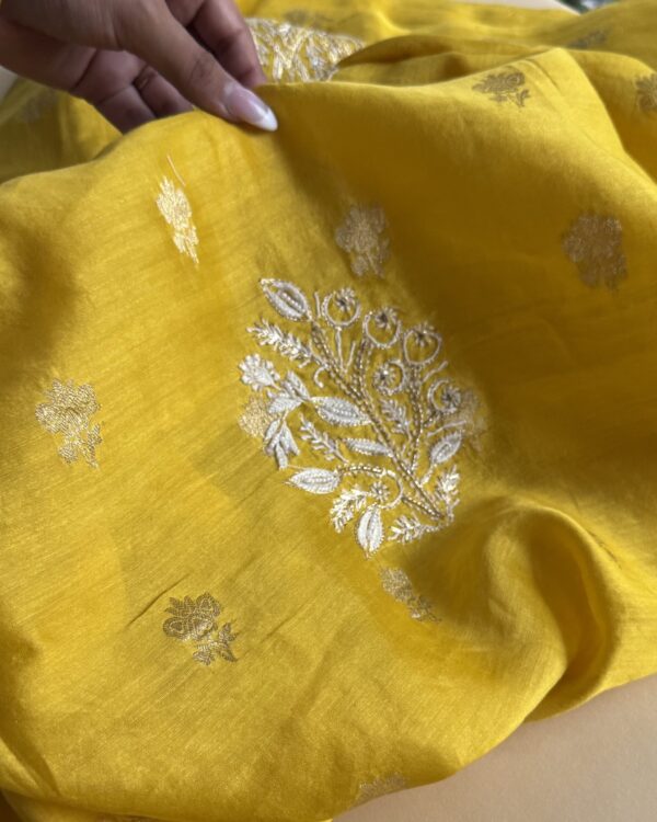 Zari Chanderi Chikankari Fabrics - Image 5