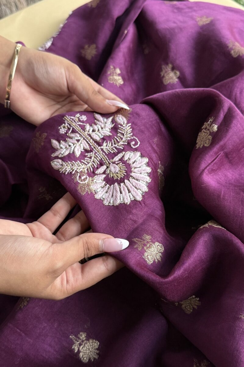 Zari Chanderi Chikankari Fabrics