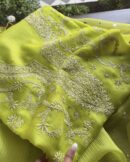 Mirror Work Tussar Kota Chikankari Kurta Set Fabric | Neon