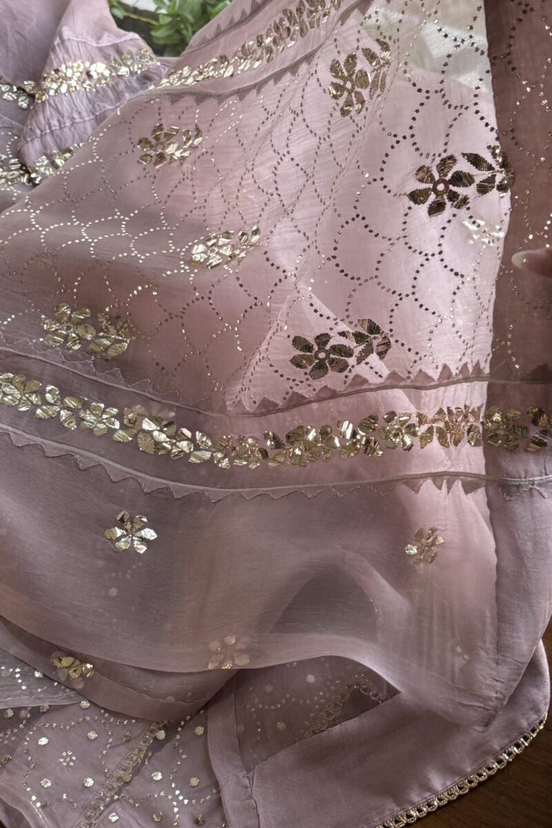 Noor Applique Mukaish Kurta | Lavender