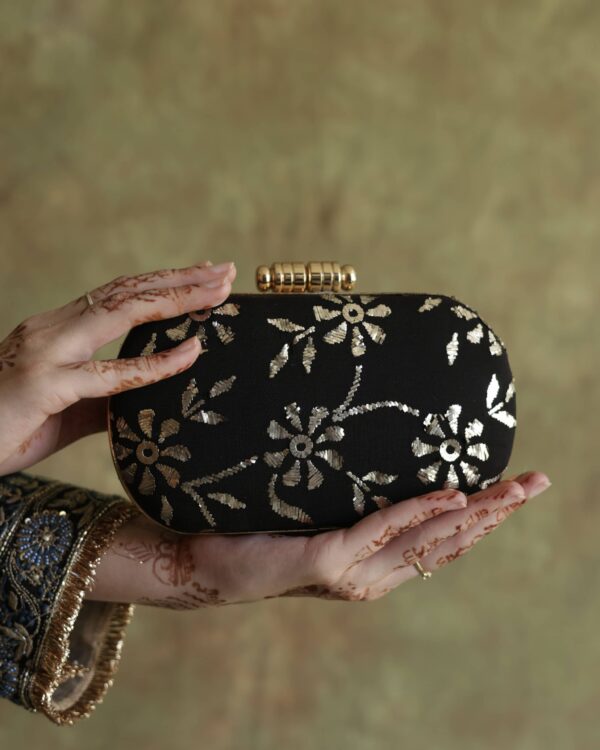 Black Mukaish Badla Sling Clutch - Image 4
