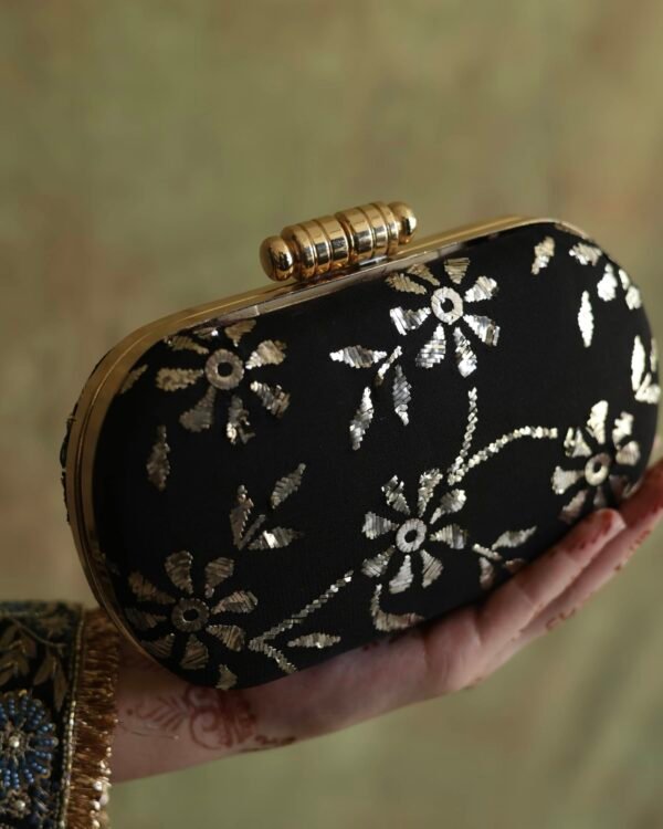 Black Mukaish Badla Sling Clutch - Image 2