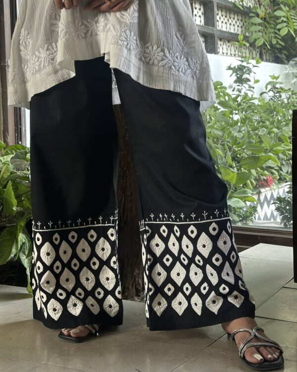 Black & White Daraz Chikankari Palazzo Pants