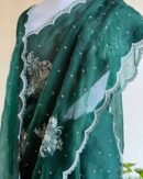 Bottle Green | Noor Organza Cutwork Saree