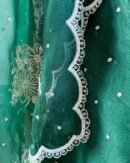 Bottle Green | Noor Organza Cutwork Saree