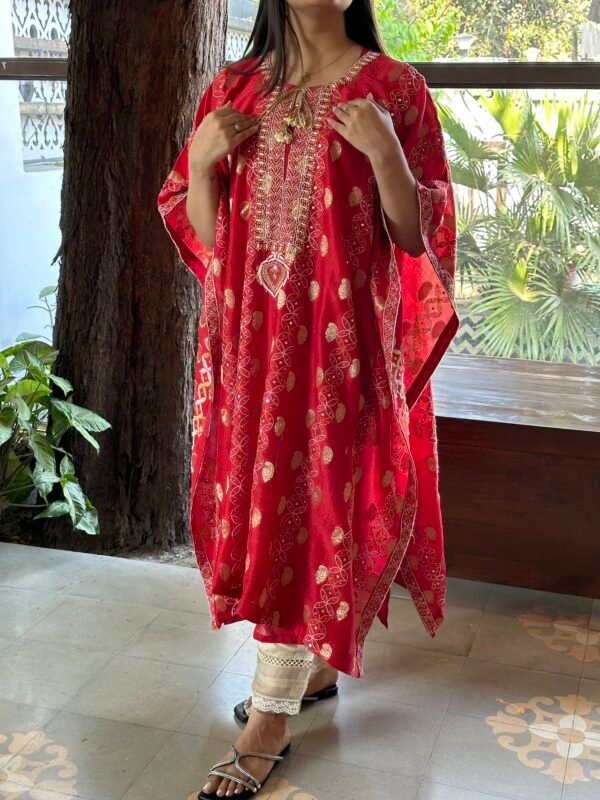 Zari Chanderi Chikankari Kaftans - Image 2