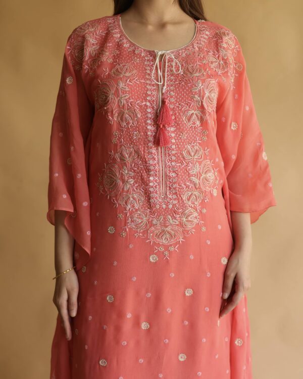 Chiffon Resham Chikankari Kaftan - Image 2