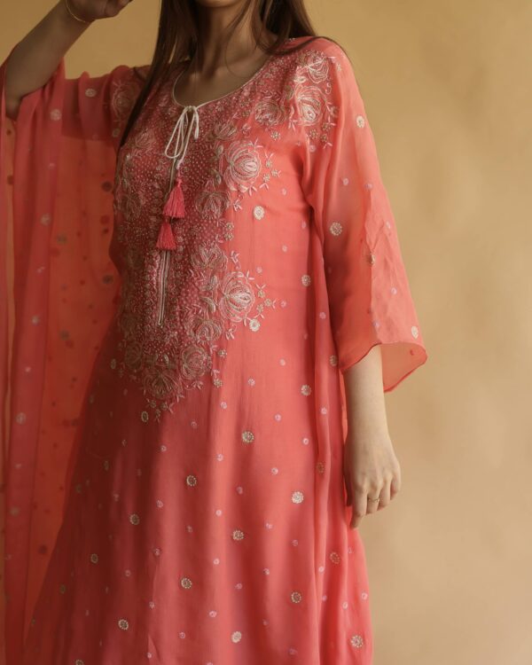 Chiffon Resham Chikankari Kaftan - Image 11