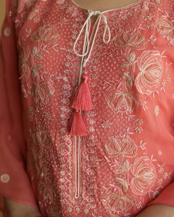 Chiffon Resham Chikankari Kaftan - Image 3