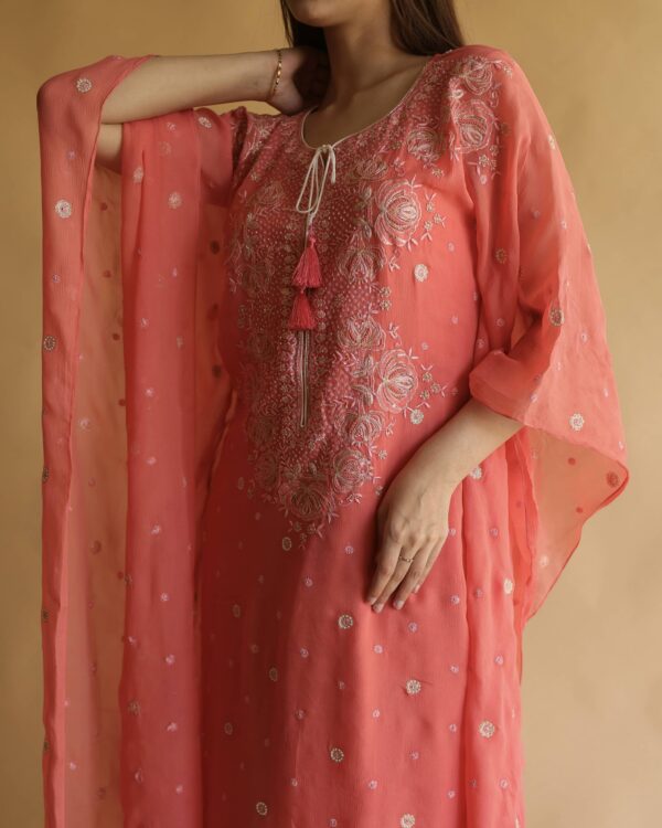 Chiffon Resham Chikankari Kaftan