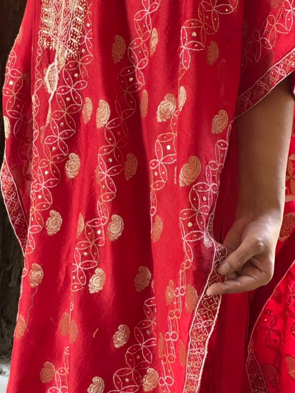 Zari Chanderi Chikankari Kaftans - Image 6