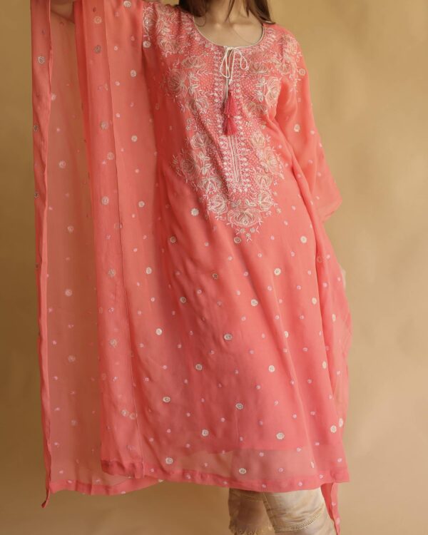 Chiffon Resham Chikankari Kaftan - Image 9