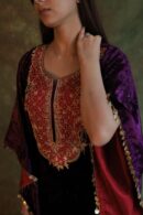 Deep Violet | Silk Velvet Zardosi Kaftan