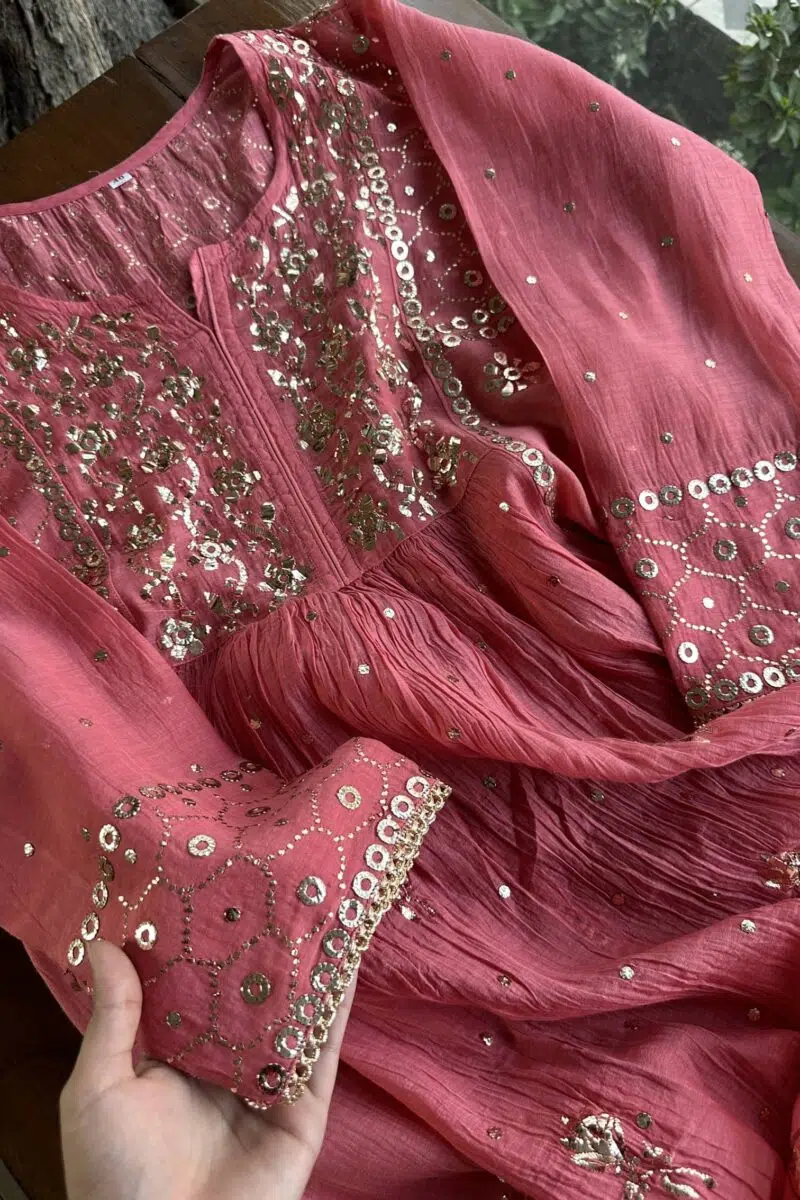 Mal Chanderi Mukaish Silk Dress