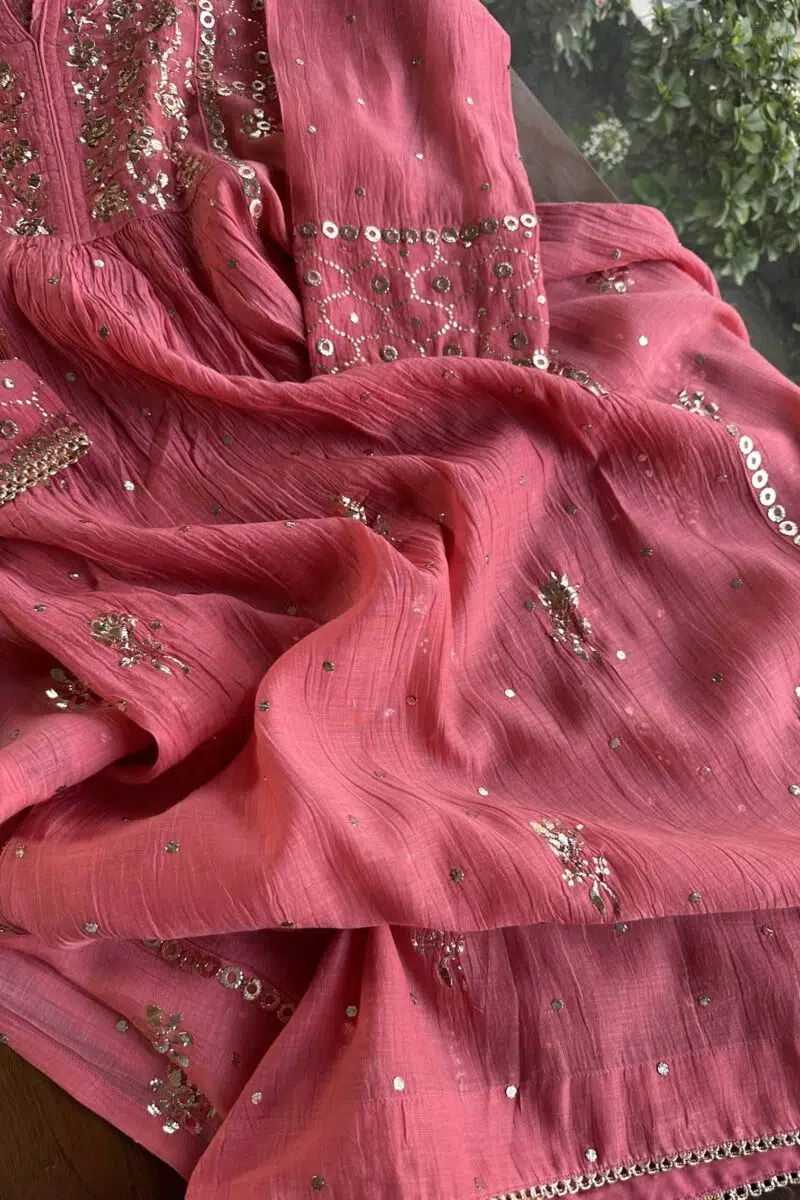 Mal Chanderi Mukaish Silk Dress
